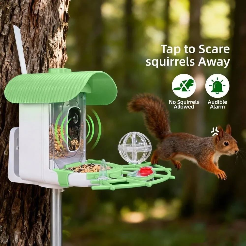 Smart Bird Feeder with Camera 2K, AI Bird Identification, Solar Powered WiFi